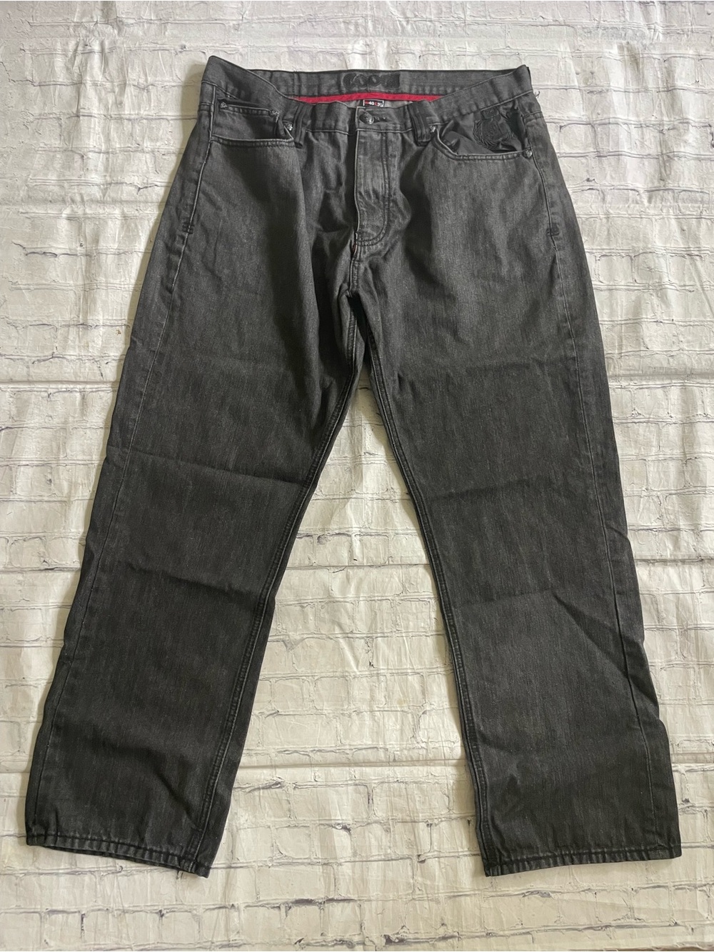 Mens COOGI Charcoal Relaxed Straight Leg Jeans